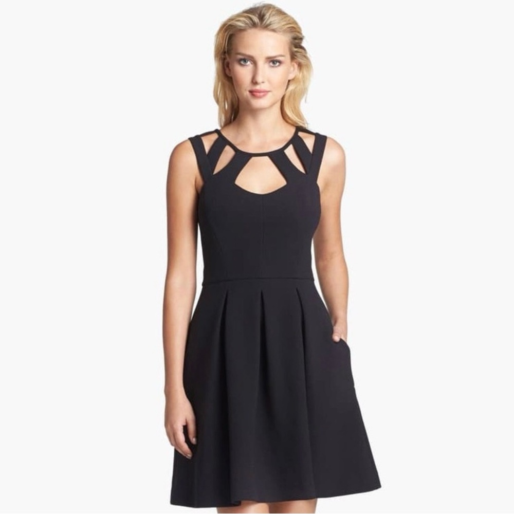 BETSEY JOHNSON Black Cutout Fit & Flare Dress | Size 8